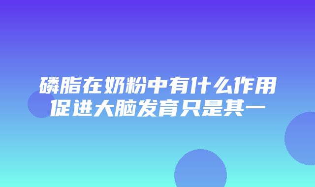 磷脂在奶粉中有什么作用促进大脑发育只是其一