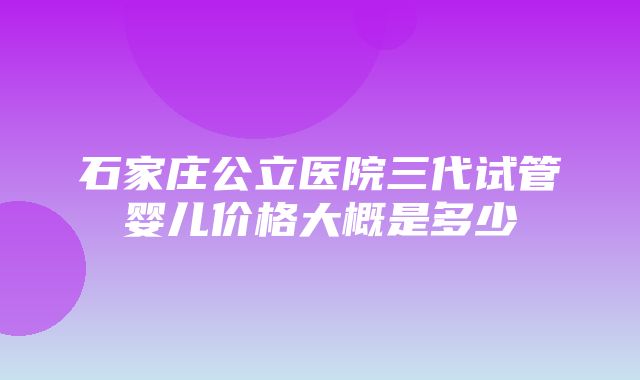 石家庄公立医院三代试管婴儿价格大概是多少