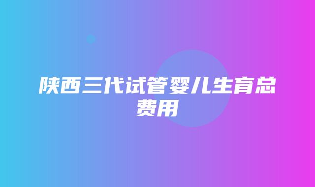 陕西三代试管婴儿生育总费用