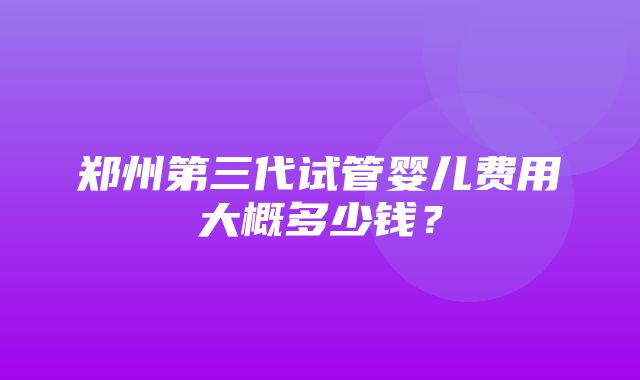 郑州第三代试管婴儿费用大概多少钱？