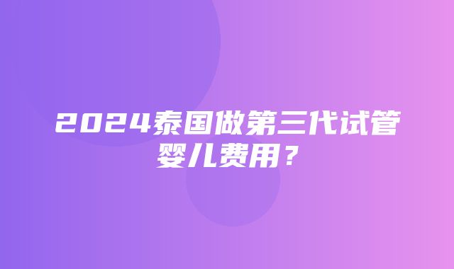 2024泰国做第三代试管婴儿费用？