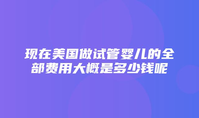 现在美国做试管婴儿的全部费用大概是多少钱呢