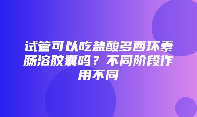 试管可以吃盐酸多西环素肠溶胶囊吗？不同阶段作用不同