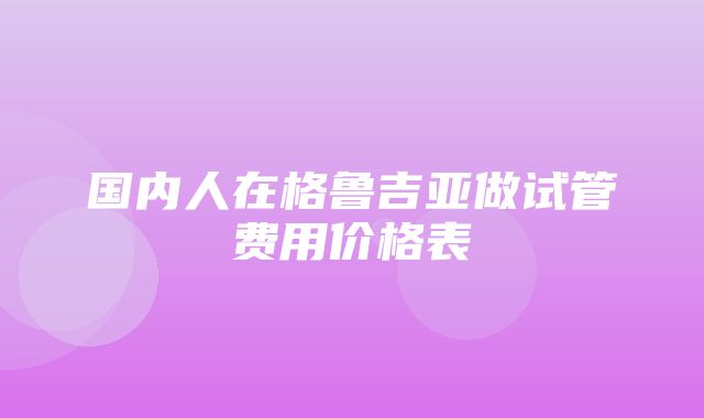 国内人在格鲁吉亚做试管费用价格表