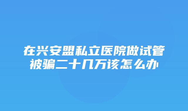 在兴安盟私立医院做试管被骗二十几万该怎么办