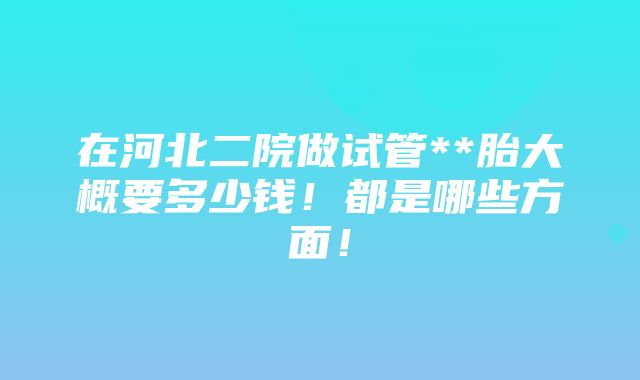 在河北二院做试管**胎大概要多少钱！都是哪些方面！