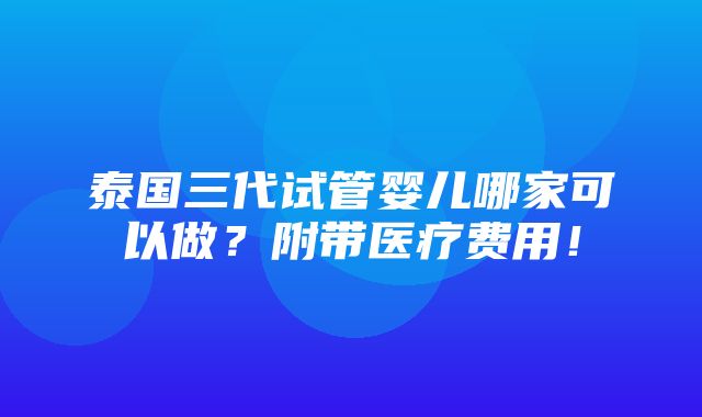 泰国三代试管婴儿哪家可以做？附带医疗费用！