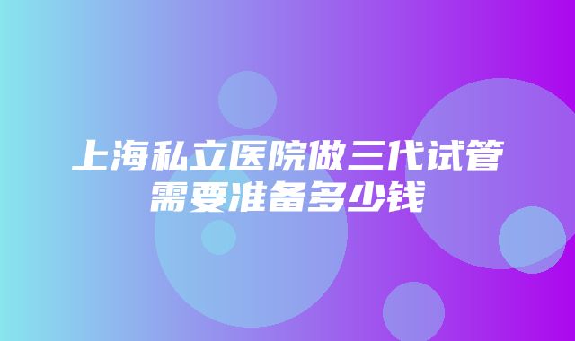 上海私立医院做三代试管需要准备多少钱