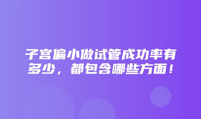 子宫偏小做试管成功率有多少，都包含哪些方面！