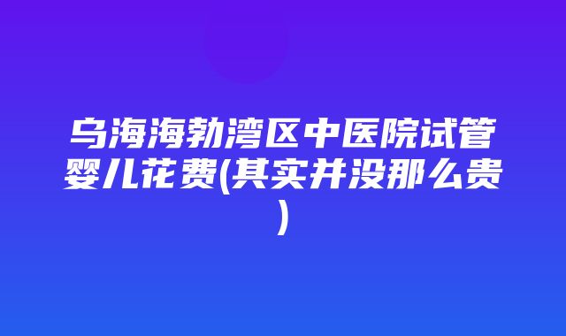 乌海海勃湾区中医院试管婴儿花费(其实并没那么贵)