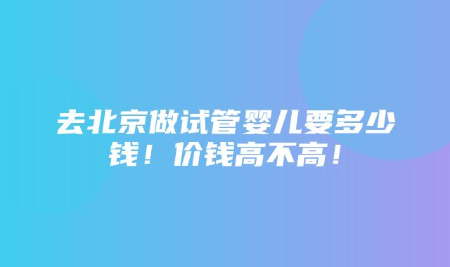 去北京做试管婴儿要多少钱！价钱高不高！