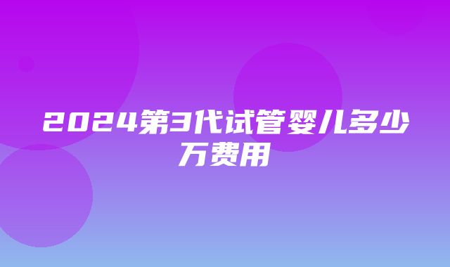 2024第3代试管婴儿多少万费用