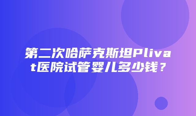 第二次哈萨克斯坦Plivat医院试管婴儿多少钱？