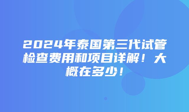 2024年泰国第三代试管检查费用和项目详解！大概在多少！