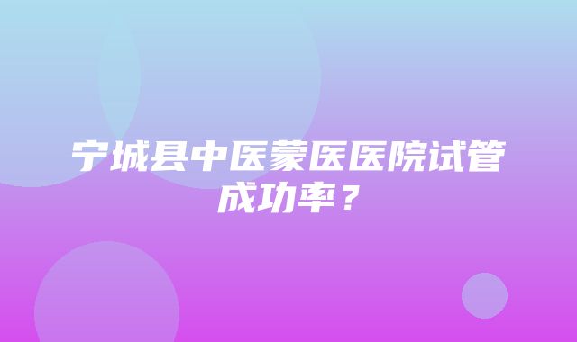 宁城县中医蒙医医院试管成功率？