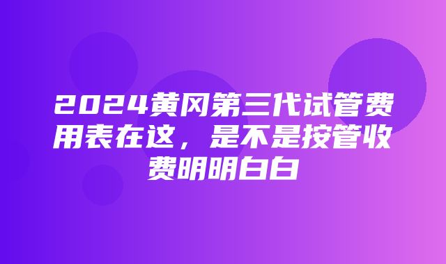 2024黄冈第三代试管费用表在这，是不是按管收费明明白白