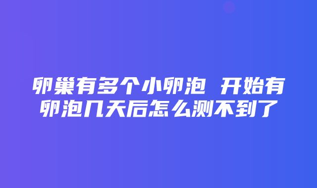 卵巢有多个小卵泡 开始有卵泡几天后怎么测不到了