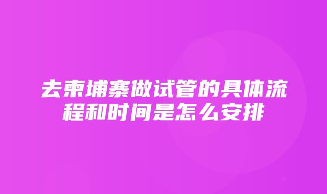 去柬埔寨做试管的具体流程和时间是怎么安排