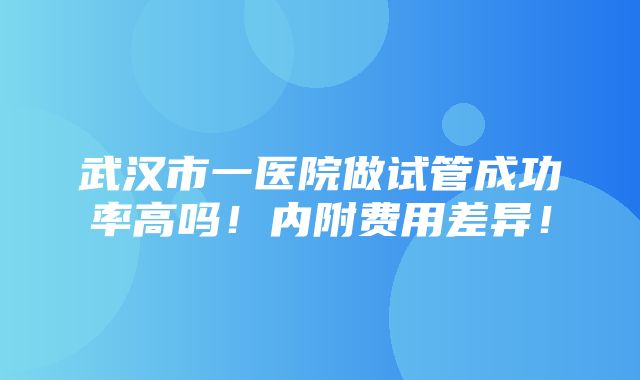 武汉市一医院做试管成功率高吗！内附费用差异！