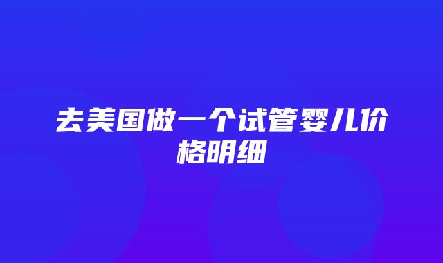 去美国做一个试管婴儿价格明细