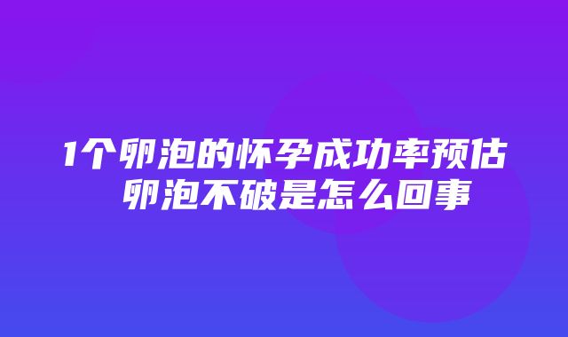 1个卵泡的怀孕成功率预估 卵泡不破是怎么回事