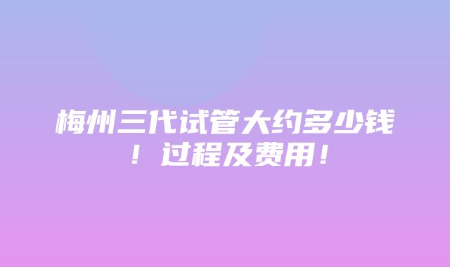 梅州三代试管大约多少钱！过程及费用！