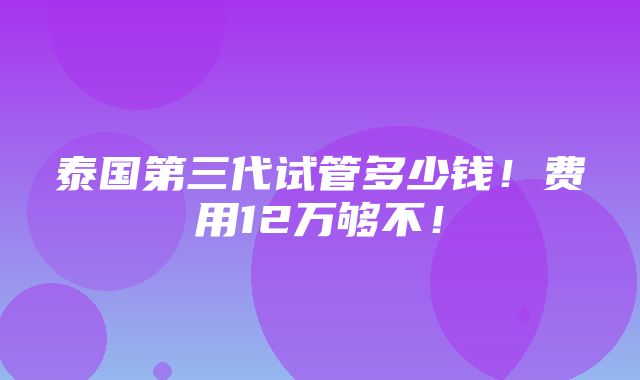 泰国第三代试管多少钱！费用12万够不！