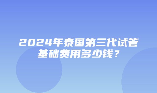 2024年泰国第三代试管基础费用多少钱？