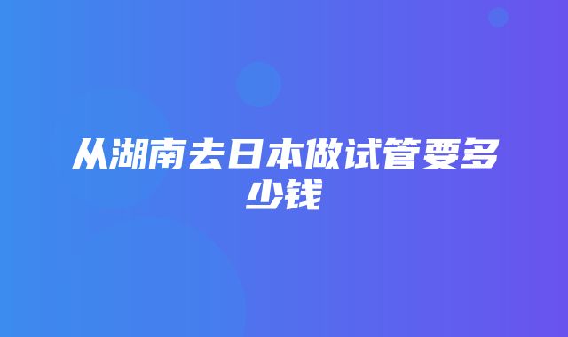 从湖南去日本做试管要多少钱