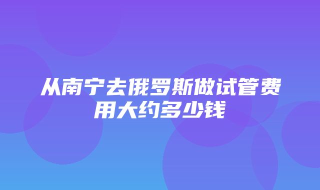 从南宁去俄罗斯做试管费用大约多少钱