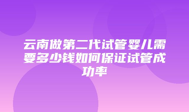 云南做第二代试管婴儿需要多少钱如何保证试管成功率