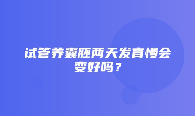 试管养囊胚两天发育慢会变好吗？