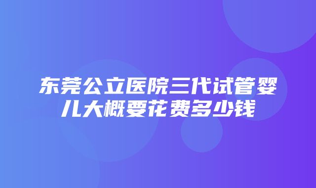 东莞公立医院三代试管婴儿大概要花费多少钱