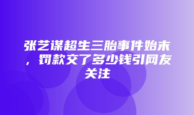 张艺谋超生三胎事件始末，罚款交了多少钱引网友关注