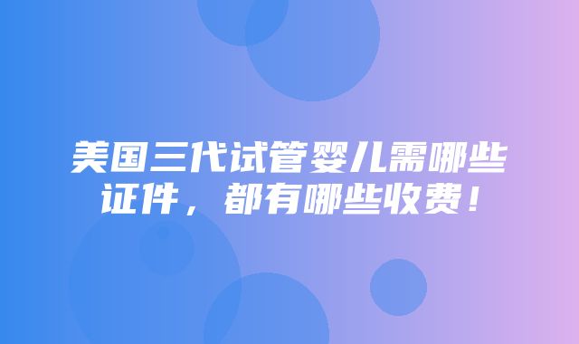 美国三代试管婴儿需哪些证件，都有哪些收费！