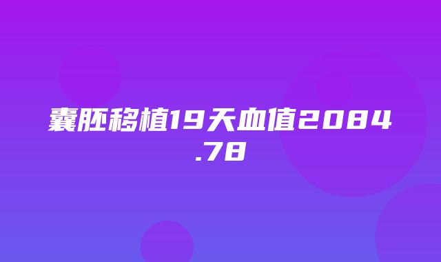 囊胚移植19天血值2084.78