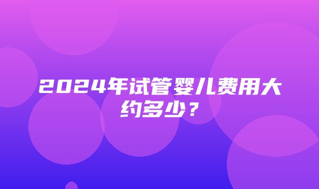 2024年试管婴儿费用大约多少？