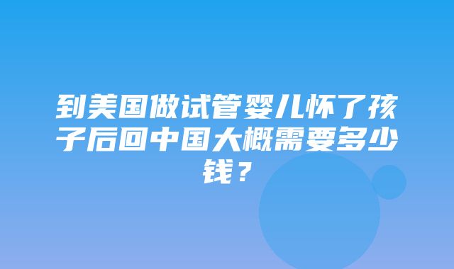 到美国做试管婴儿怀了孩子后回中国大概需要多少钱？