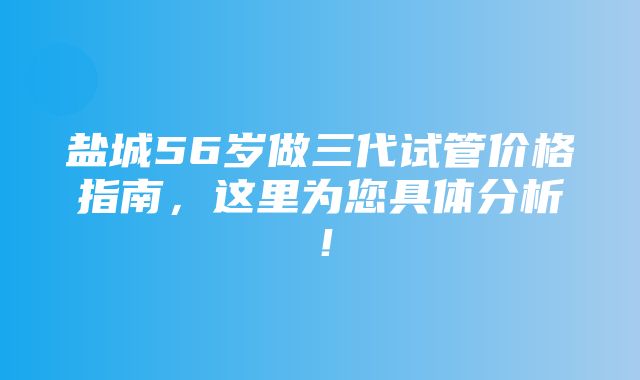 盐城56岁做三代试管价格指南，这里为您具体分析！