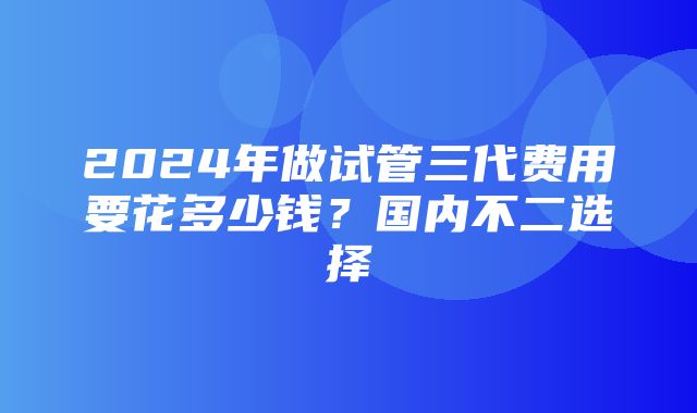 2024年做试管三代费用要花多少钱？国内不二选择