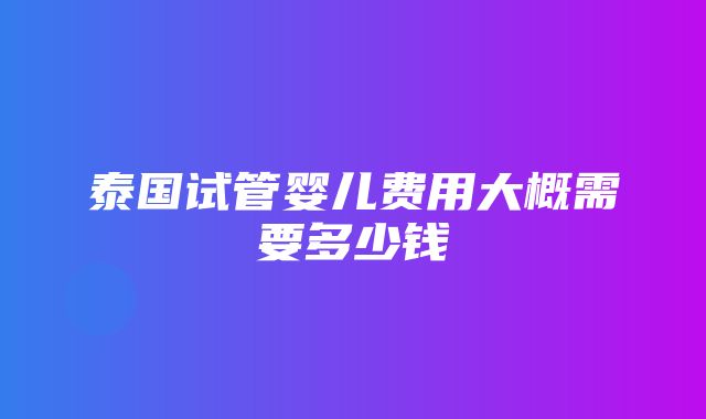 泰国试管婴儿费用大概需要多少钱