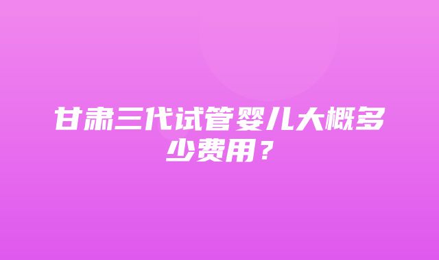 甘肃三代试管婴儿大概多少费用？