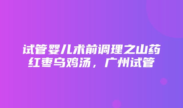 试管婴儿术前调理之山药红枣乌鸡汤，广州试管