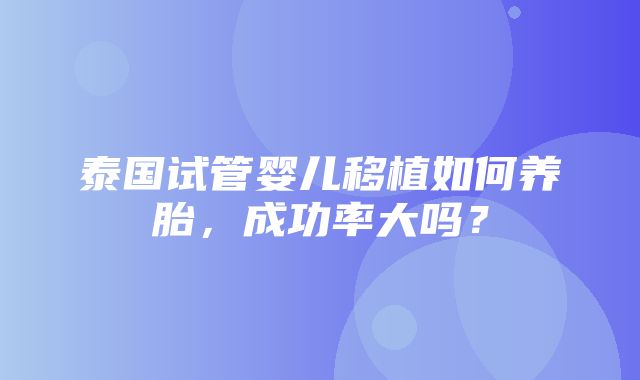 泰国试管婴儿移植如何养胎，成功率大吗？