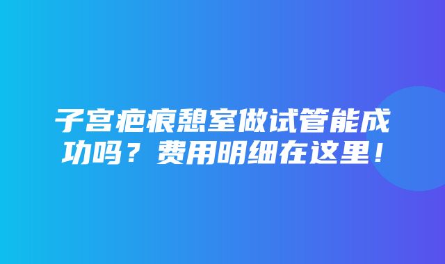 子宫疤痕憩室做试管能成功吗？费用明细在这里！