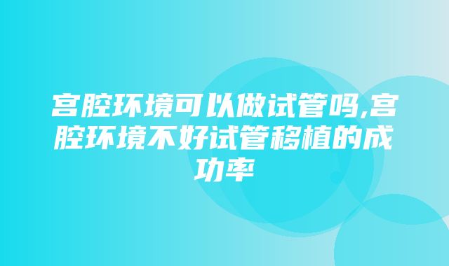 宫腔环境可以做试管吗,宫腔环境不好试管移植的成功率