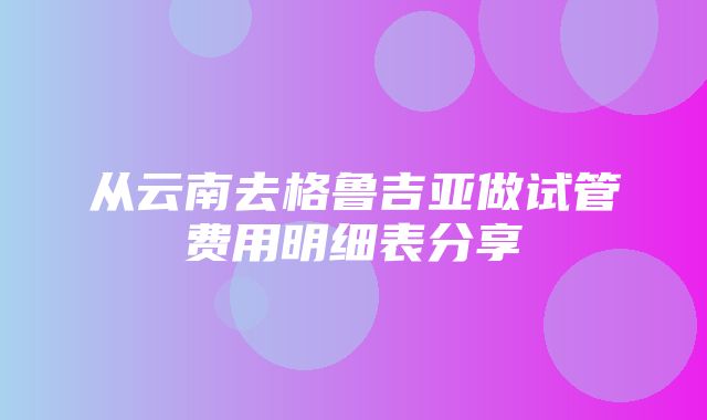 从云南去格鲁吉亚做试管费用明细表分享