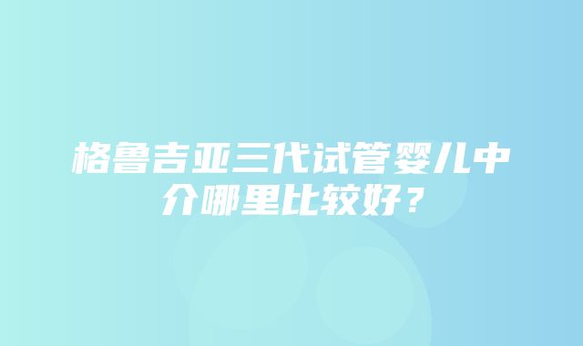 格鲁吉亚三代试管婴儿中介哪里比较好？