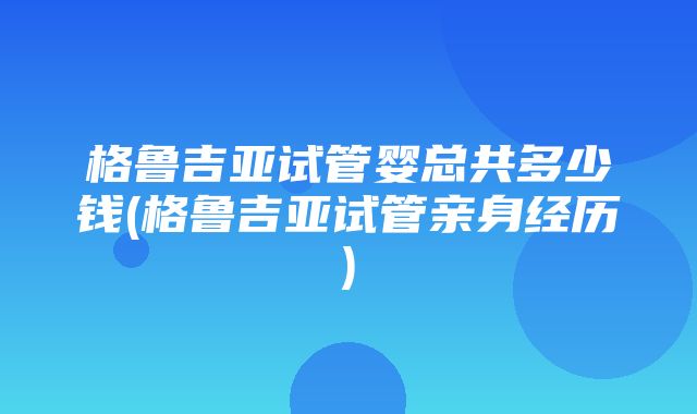 格鲁吉亚试管婴总共多少钱(格鲁吉亚试管亲身经历)