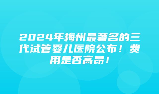 2024年梅州最著名的三代试管婴儿医院公布！费用是否高昂！